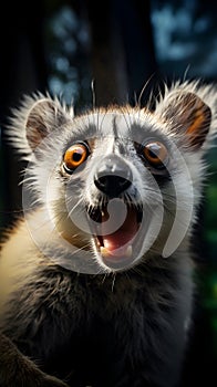 Furry Charm: Close-Up Portrait of a Lemur