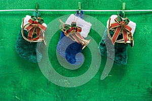 Furry Christmas stocking and ornament background