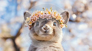 Furry Flower Crown: Squirrel Spring Portrait