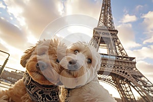 Furry Friends Capture A Pictureperfect Moment Beneath The Iconic Eiffel Tower