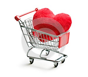 Furry heart in shopping cart