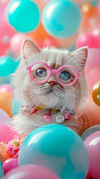 Furry Princess: A Closeup of Adorable Surprised Catling in Pink photo