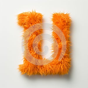 Furry Styled Orange Letter L On White Background In Fujifilm X100v Style