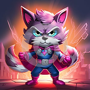 Furry Superhero Defending Happiness