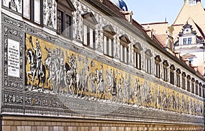 Furstenzug giant mural decorates mosaic,  Dresden, Germany photo