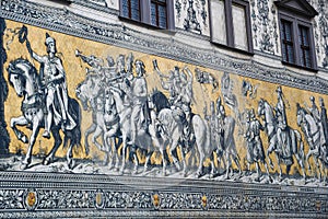 Furstenzug wall decoration made of Meissen porcelain tiles