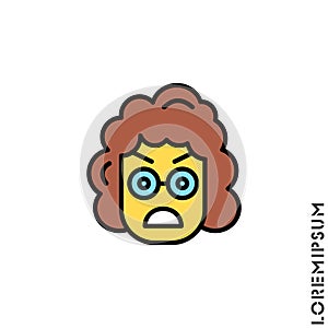 Fury expression yellow girl, woman icon style. Suitable for website design, logo, app and ui. Angry icon