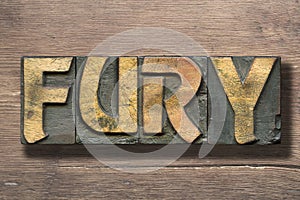 Fury word on wood