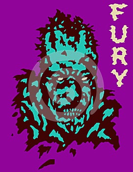 Fury zombie dead head cover. Vector illustration.