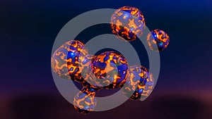 Fused soft spheres with a speckled texture. abstract three-dimensional composition. 3d render illustration