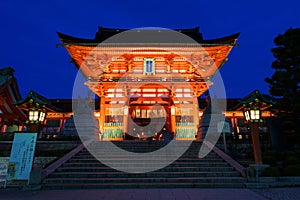 Fushimi Inari Shrine at dusk in Kyoto