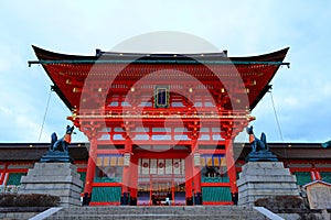 Fushimi Inari Taisha with hundreds of traditional gates at Fukakusa, Yabunouchicho, Fushimi