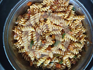 A common Italian dish with Fucilli or Rotini pasta photo