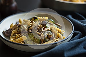 Fusilli with Mushroom,Garlic and Zucchini