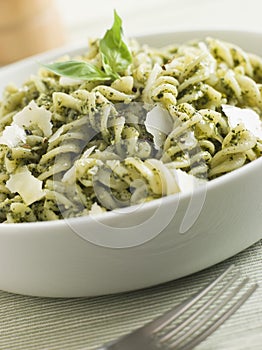 Fusilli Pasta dressed in Pesto