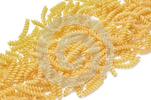 Fusilli pasta or helix shaped Macaroni Pasta raw food