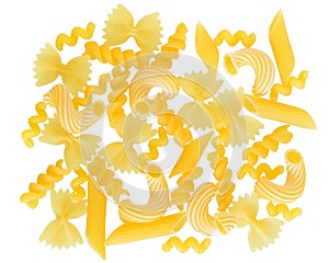 Fusilli pasta set isolated