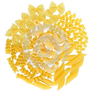 Fusilli pasta set isolated