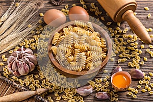Fusilli raw pasta