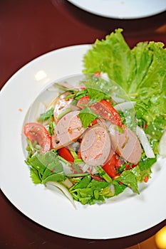 Fusion food sausage salad