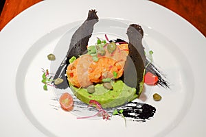 Fusion Food in white dish