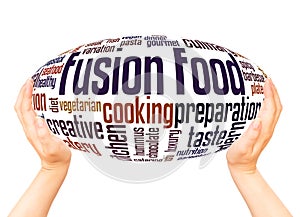 Fusion food word cloud hand sphere concept