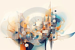 fusion of organic and geometric forms on an abstract background, showcasing the harmonious coexistence of nature and technology