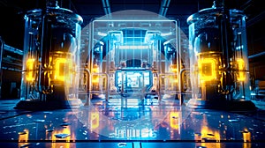 A fusion reactor in a nuclear power plant. Generative AI photo
