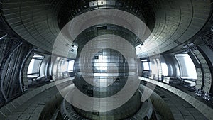 Fusion reactor Tokamak. Reaction chamber. Fusion power. 3d illus