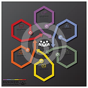 Fusion Rotate Hexagon And Arrows Line Business Infographic