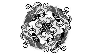 Fusion spirit black and white tribal batik tattoo contemporary classic ornament photo