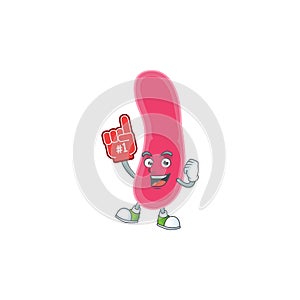 Fusobacteria Cartoon character design style with a red foam finger