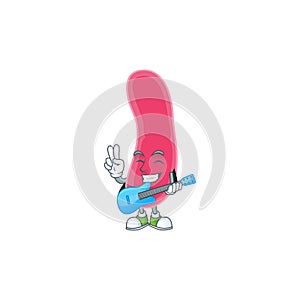 Fusobacteria cartoon character style plays music with a guitar