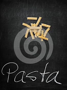Fussili on Chalkboard with Text