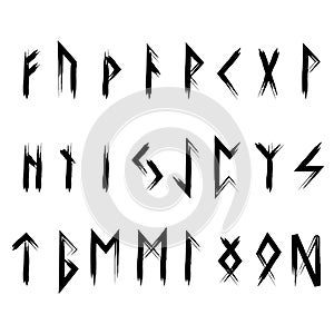 Futhark Runen Black Vikings Pagan Heathen Nordic Mythology Edda Odin photo