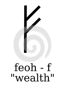 Futhorc Runes Letter of Feoh F photo