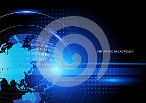 Futiristic background with planet earth and binary numbers