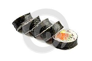 Futomaki Philadelphia Sushi Rolls Top View Isolated