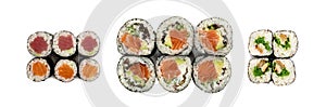 Futomaki Philadelphia Sushi Rolls Top View Isolated