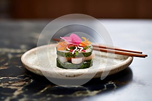 futomaki with pickled radish and spinach