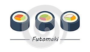 Futomaki rolls set icons