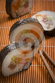 Futomaki or thick roll sushi