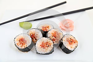 Futomaki, tuna. Traditional japanese sushi rolls