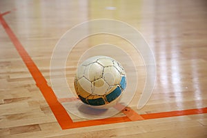 The futsal ball on the corner