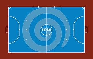 Futsal court or field top view illustration.