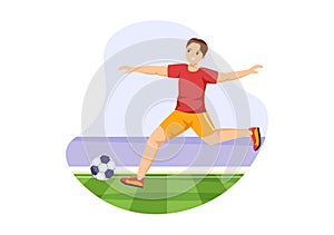 Futsal, Soccer or Football Sport Illustration with Players Shooting a Ball and Dribble in a Championship Sports Cartoon Hand Drawn