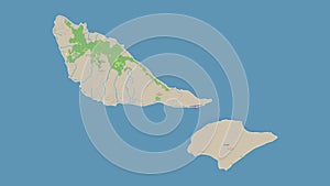 Futuna Island - Wallis and Futuna outlined. Topo standard