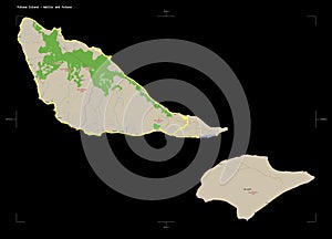 Futuna Island - Wallis and Futuna shape on black. Topo French