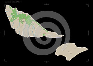 Futuna Island - Wallis and Futuna shape on black. Topo standard