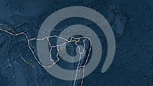 Futuna plate outlined. Patterson Cylindrical. Satellite